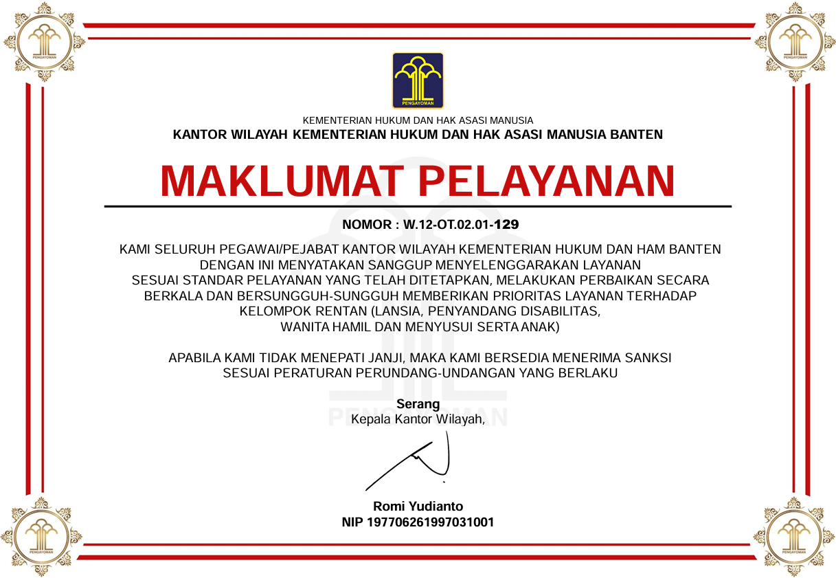 MAKLUMAT PELAYANAN sign